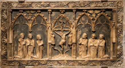 sepulchral relief, fourteenth century, parish church of Crespia, alt Empordá, Girona art museum, Girona, Catalonia, Spain
