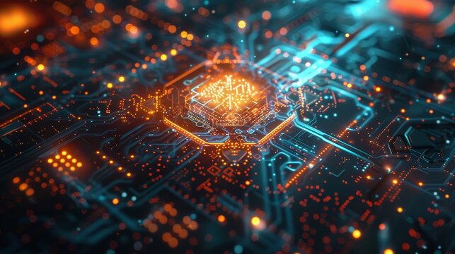 A stunning visualization of qubits in quantum computing highlighting entanglement and superposition