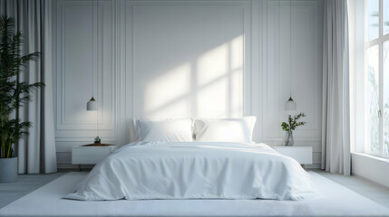 Minimalist Bedroom Interior Design 3D Illustration