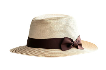 stylish wide brim straw hat with bow
