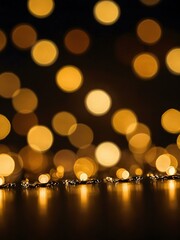 Golden bokeh lights against a dark background, creating a warm, magical effect.