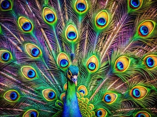 Beautiful Peacock Feather Background with Vibrant Colors and Intricate Patterns for Creative Designs