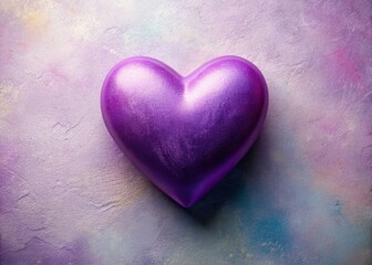 Obraz premium Beautiful purple heart shape on a soft pastel background, symbolizing love and compassion.