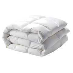 folded fluffy white comforter isolated on transparent background