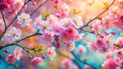 Obraz premium Beautiful Sakura Blossoms Painting in Soft Pastels, Perfect for Spring Decor and Nature Themes