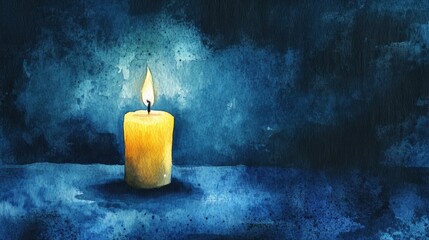 Gentle Watercolor Candle Flame in Dark Background