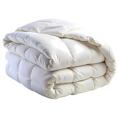 folded fluffy white comforter isolated on transparent background