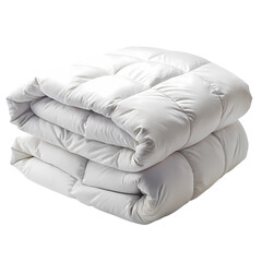folded fluffy white comforter isolated on transparent background