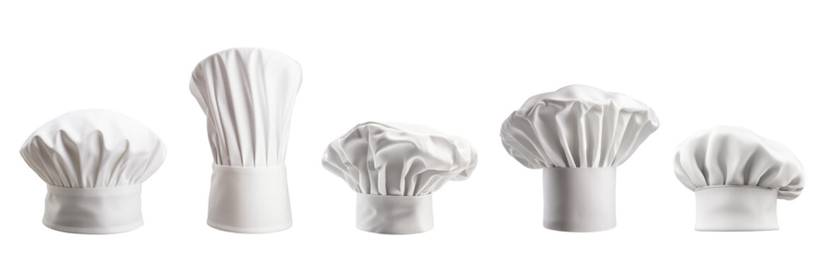 Chef hat collection isolated on transparent background. Generative AI
