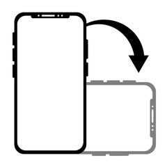 rotate your phone from horizontal to vertical icon .  smart phone black vector icon 
