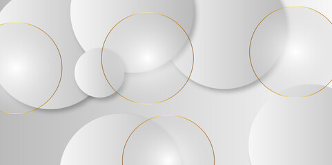 Modern abstract gradian background with transparent layers circle shape with shadow. gray and golden  color technology concept background. abstract template design Banner Pattern texture  concept.