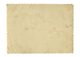 Retro vignette photo paper texture isolate. Old antique sheet paper texture. Recycle vintage paper background. Aged and yellowed. 