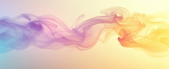 Light and Airy Banner with Delicate Wisps of Smoke Over a Pastel Gradient Background in Soft Yellow, Pale Rose, and Light Lavender.