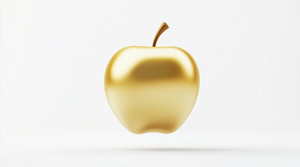 Obraz premium Sublime Simplicity: Golden Apple Against a White Background 
