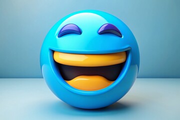 Bright Blue Laugh Emoji Icon Expressing Joy and Laughter for Fun and Communication Purposes