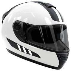Fototapeta premium Modern white motorcycle helmet with sleek black accents isolated on transparent background.