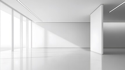 White open space, blank wall. 