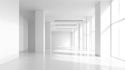 White open space, blank wall. 
