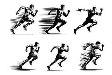 Running man silhouette vector illustrations