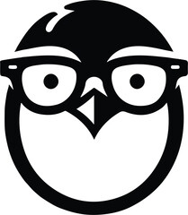 penguin minimalist logo design with white