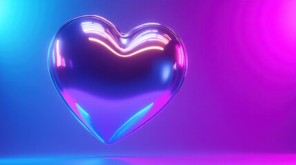 Futuristic Neon Heart in Vibrant Pink and Blue Hues