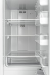Empty Minimalist Modern White Refrigerator Interior