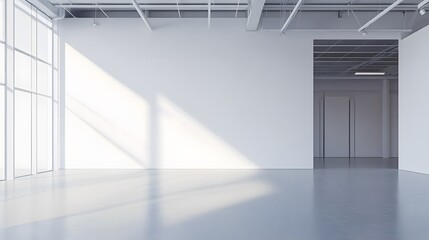 White open space, blank wall. 