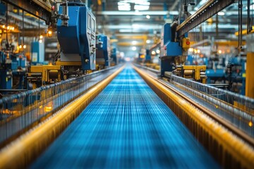 Fototapeta premium Industrial Weaving Machine Producing Fabric