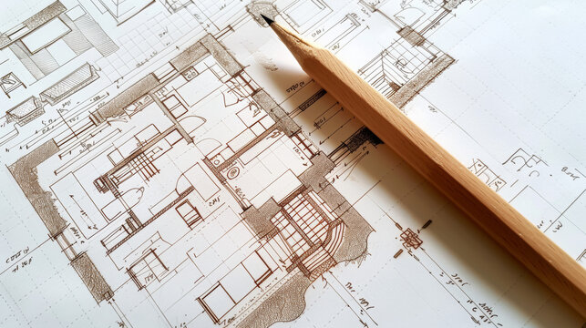 Sketch pads and graph paper for hand-drawing property layouts and floor plans
