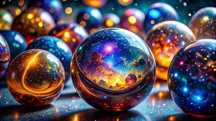 Captivating Galaxy Glass Orbs Glowing with Cosmic Colors and Starry Patterns for Home Decor and Art