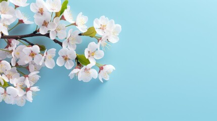 Fototapeta premium Blooming Spring Branch on a Blue Background