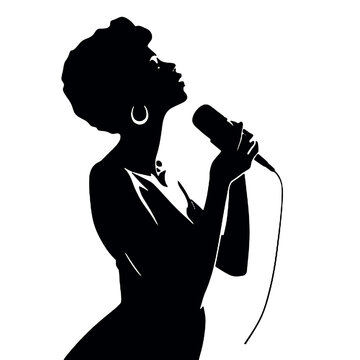 recommend clip art: Female Jazz Singer Silhouette – Smooth Vector Illustration for Music Events