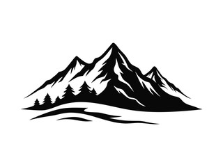 Mountains icon vector Hike travel vector illustration sign rocky mountains silhouette