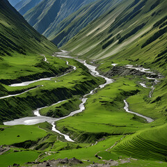 landscape with mountains and river