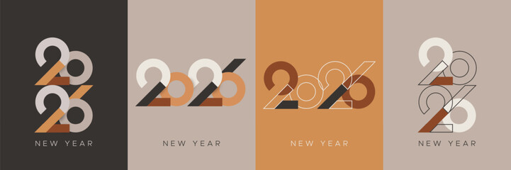 Minimalist and clean design of 2026 new year with elegant colours. 2026 new year greeting concept