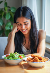 Healthy Choices: Contemplating Between Salad and Fried Chicken