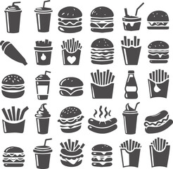 Fast Food Vector Silhouette Collection Fast food Vector illustration_08.eps