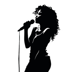 Jazz Female Singer Silhouette – Elegant Vector for Music and Stage Performances