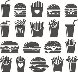 Fast Food Vector Silhouette Collection Fast food Vector illustration_09.eps