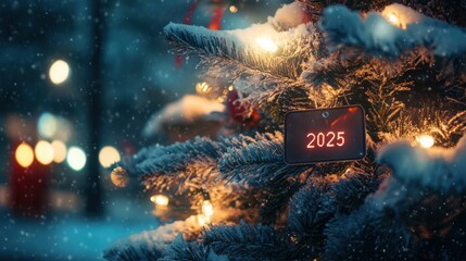 New Year Tree with the Year 2025 Decoration
