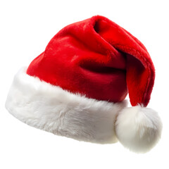 red and white santa hat isolated on transparent background