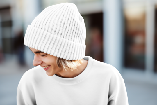 Beanie wool hat png mockup, transparent design