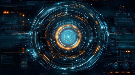 Fototapeta premium Abstract tech background. Futuristic technology interface. 