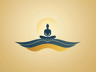 Fototapeta premium zen yoga pose meditation sunrise peaceful meditation art logo