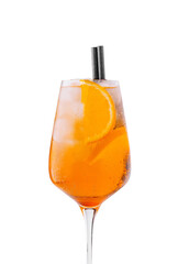 Aperol spritz cocktail standing on white background