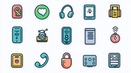 Phone Call thin line icon set. 