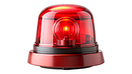 Red siren light on transparent or white background