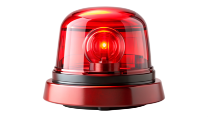 Red siren light on transparent or white background