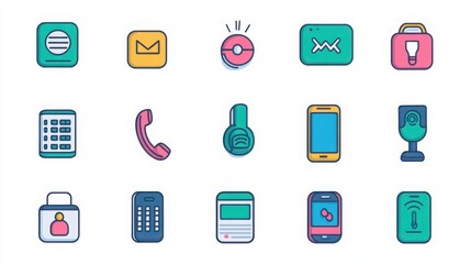 Phone Call thin line icon set. 