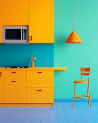 Colorful Modern Kitchen Design with Bright Accents